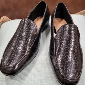 ASOS MINDY FLAT LOAFERS IN BLACK CROC SIZE 5